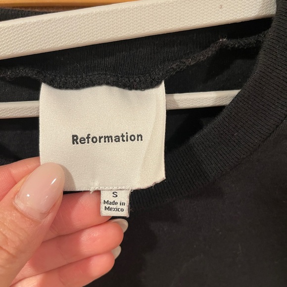 Reformation Asher Oversized Long Sleeve Tee Black - Size S - Picture 4 of 5